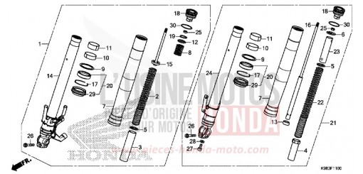 FOURCHETTE AVANT CBF125NAJ de 2018